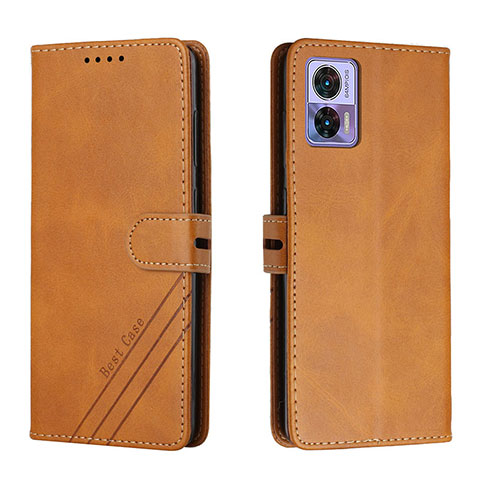 Funda de Cuero Cartera con Soporte Carcasa H02X para Motorola Moto Edge 30 Lite 5G Marron Claro