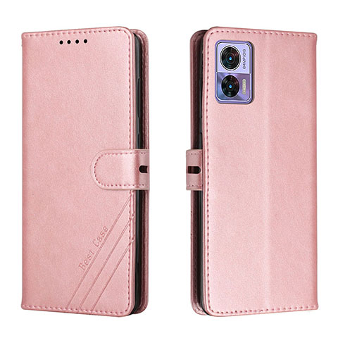 Funda de Cuero Cartera con Soporte Carcasa H02X para Motorola Moto Edge 30 Lite 5G Oro Rosa