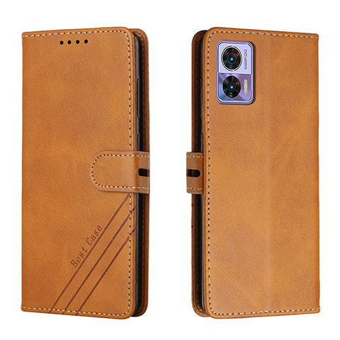 Funda de Cuero Cartera con Soporte Carcasa H02X para Motorola Moto Edge 30 Neo 5G Marron Claro