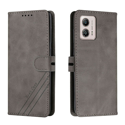 Funda de Cuero Cartera con Soporte Carcasa H02X para Motorola Moto G53 5G Gris