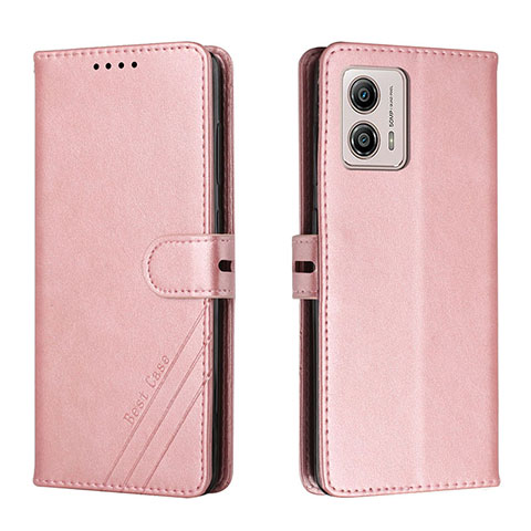 Funda de Cuero Cartera con Soporte Carcasa H02X para Motorola Moto G53j 5G Oro Rosa