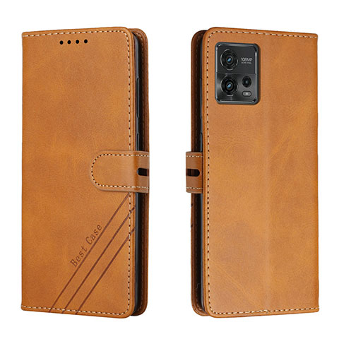 Funda de Cuero Cartera con Soporte Carcasa H02X para Motorola Moto G72 Marron Claro