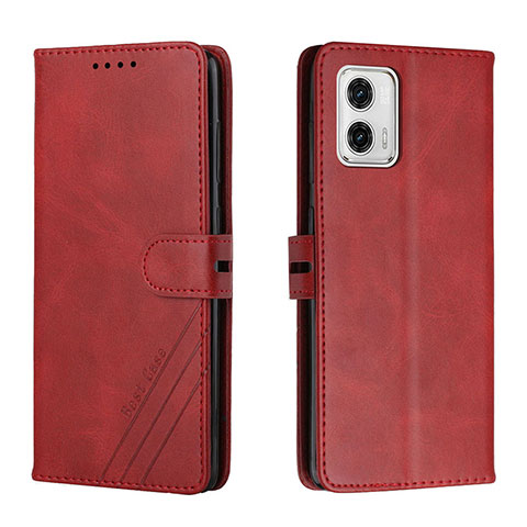 Funda de Cuero Cartera con Soporte Carcasa H02X para Motorola Moto G73 5G Rojo