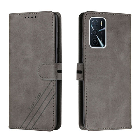 Funda de Cuero Cartera con Soporte Carcasa H02X para Oppo A53s 5G Gris