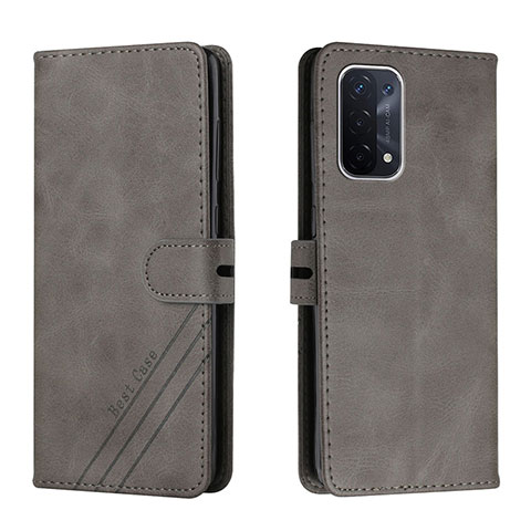 Funda de Cuero Cartera con Soporte Carcasa H02X para Oppo A54 5G Gris