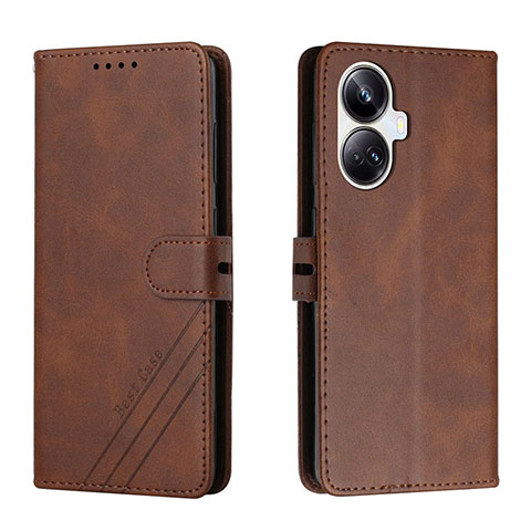 Funda de Cuero Cartera con Soporte Carcasa H02X para Realme 10 Pro+ Plus 5G Marron