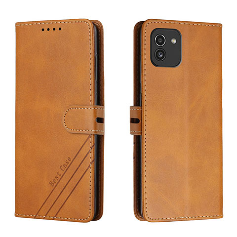 Funda de Cuero Cartera con Soporte Carcasa H02X para Samsung Galaxy A03 Marron Claro