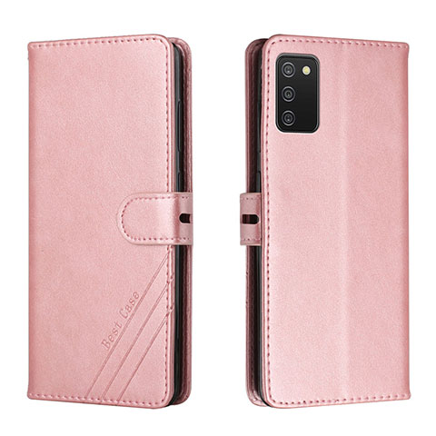 Funda de Cuero Cartera con Soporte Carcasa H02X para Samsung Galaxy A03s Oro Rosa