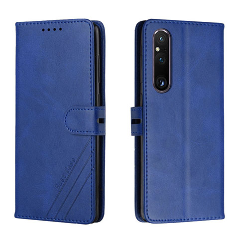 Funda de Cuero Cartera con Soporte Carcasa H02X para Sony Xperia 1 V Azul