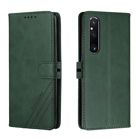 Funda de Cuero Cartera con Soporte Carcasa H02X para Sony Xperia 1 V Verde