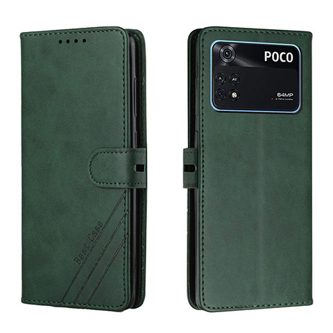 Funda de Cuero Cartera con Soporte Carcasa H02X para Xiaomi Poco M4 Pro 4G Verde