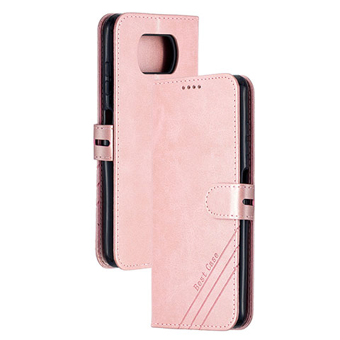 Funda de Cuero Cartera con Soporte Carcasa H02X para Xiaomi Poco X3 Pro Oro Rosa