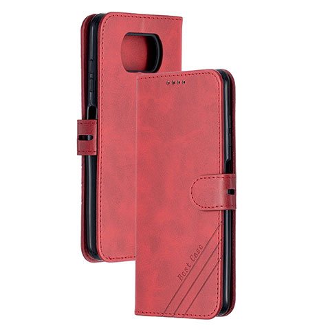 Funda de Cuero Cartera con Soporte Carcasa H02X para Xiaomi Poco X3 Pro Rojo