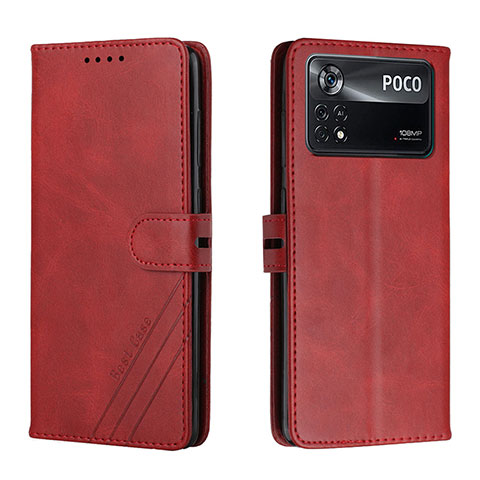Funda de Cuero Cartera con Soporte Carcasa H02X para Xiaomi Poco X4 Pro 5G Rojo
