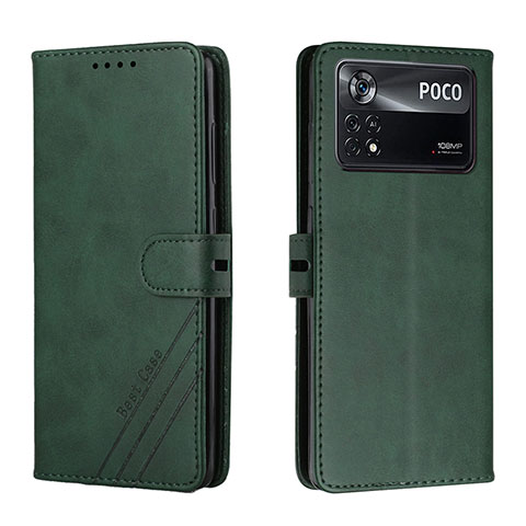 Funda de Cuero Cartera con Soporte Carcasa H02X para Xiaomi Poco X4 Pro 5G Verde