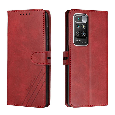 Funda de Cuero Cartera con Soporte Carcasa H02X para Xiaomi Redmi 10 (2022) Rojo