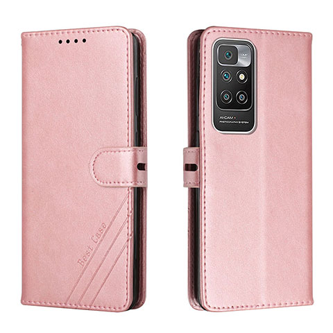 Funda de Cuero Cartera con Soporte Carcasa H02X para Xiaomi Redmi 10 4G Oro Rosa