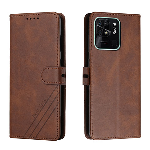 Funda de Cuero Cartera con Soporte Carcasa H02X para Xiaomi Redmi 10 India Marron