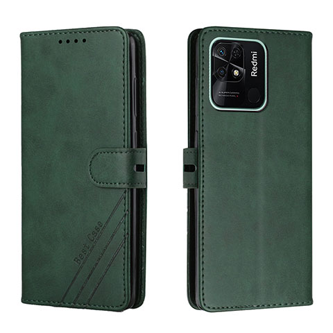 Funda de Cuero Cartera con Soporte Carcasa H02X para Xiaomi Redmi 10 Power Verde