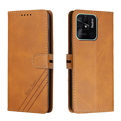 Funda de Cuero Cartera con Soporte Carcasa H02X para Xiaomi Redmi 10C 4G Marron Claro