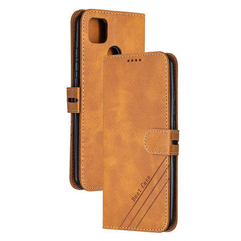 Funda de Cuero Cartera con Soporte Carcasa H02X para Xiaomi Redmi 9 Activ Marron Claro