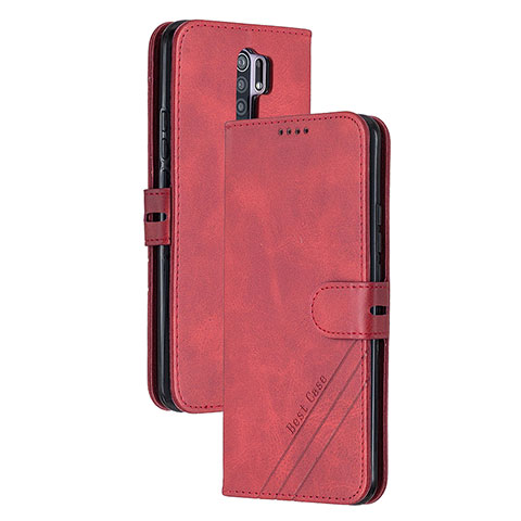 Funda de Cuero Cartera con Soporte Carcasa H02X para Xiaomi Redmi 9 Rojo