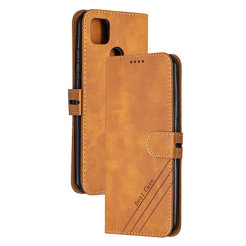 Funda de Cuero Cartera con Soporte Carcasa H02X para Xiaomi Redmi 9C Marron Claro