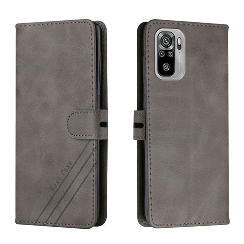 Funda de Cuero Cartera con Soporte Carcasa H02X para Xiaomi Redmi Note 10 4G Gris