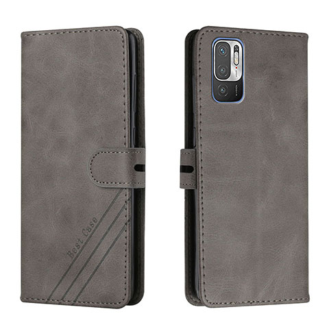 Funda de Cuero Cartera con Soporte Carcasa H02X para Xiaomi Redmi Note 10 5G Gris