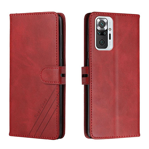 Funda de Cuero Cartera con Soporte Carcasa H02X para Xiaomi Redmi Note 10 Pro 4G Rojo