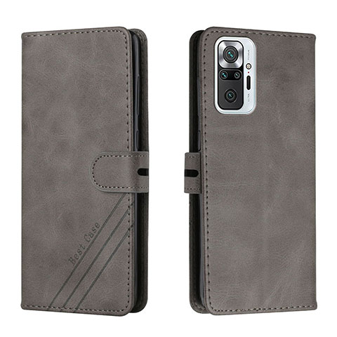 Funda de Cuero Cartera con Soporte Carcasa H02X para Xiaomi Redmi Note 10 Pro Max Gris