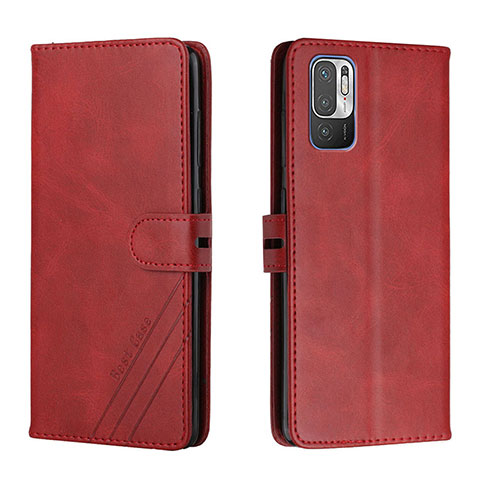 Funda de Cuero Cartera con Soporte Carcasa H02X para Xiaomi Redmi Note 10T 5G Rojo