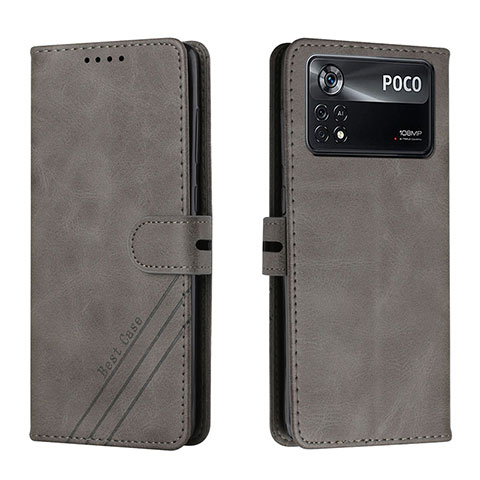 Funda de Cuero Cartera con Soporte Carcasa H02X para Xiaomi Redmi Note 11E Pro 5G Gris