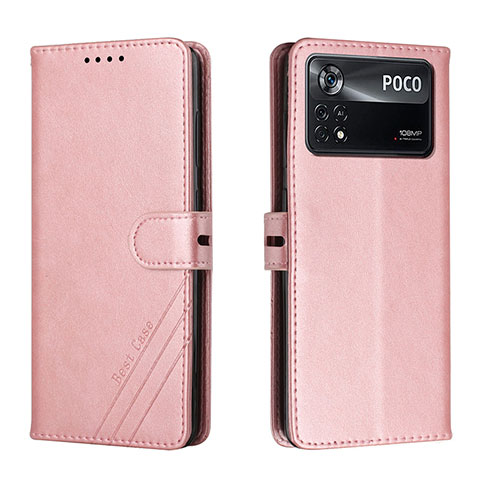 Funda de Cuero Cartera con Soporte Carcasa H02X para Xiaomi Redmi Note 11E Pro 5G Oro Rosa