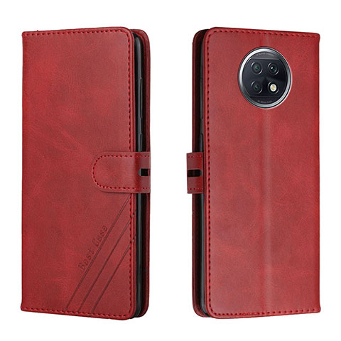 Funda de Cuero Cartera con Soporte Carcasa H02X para Xiaomi Redmi Note 9 5G Rojo