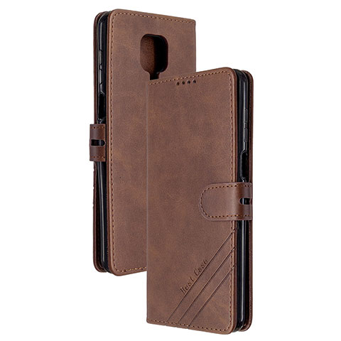 Funda de Cuero Cartera con Soporte Carcasa H02X para Xiaomi Redmi Note 9 Pro Max Marron