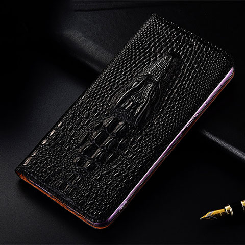 Funda de Cuero Cartera con Soporte Carcasa H03P para Apple iPhone 12 Pro Max Negro