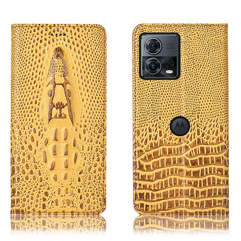 Funda de Cuero Cartera con Soporte Carcasa H03P para Motorola Moto Edge 30 Fusion 5G Amarillo