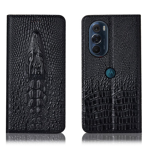 Funda de Cuero Cartera con Soporte Carcasa H03P para Motorola Moto Edge 30 Pro 5G Negro