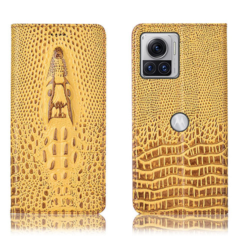 Funda de Cuero Cartera con Soporte Carcasa H03P para Motorola Moto Edge 30 Ultra 5G Amarillo