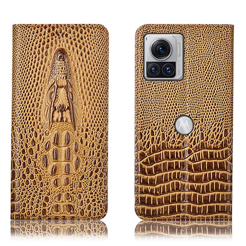 Funda de Cuero Cartera con Soporte Carcasa H03P para Motorola Moto Edge X30 Pro 5G Marron