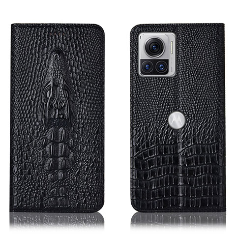 Funda de Cuero Cartera con Soporte Carcasa H03P para Motorola Moto Edge X30 Pro 5G Negro