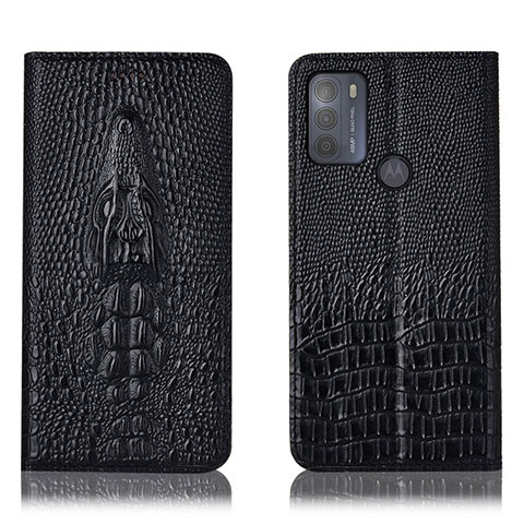 Funda de Cuero Cartera con Soporte Carcasa H03P para Motorola Moto G50 Negro