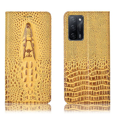 Funda de Cuero Cartera con Soporte Carcasa H03P para Oppo A53s 5G Amarillo