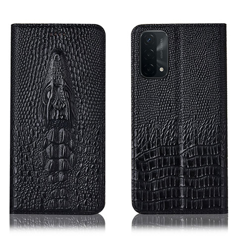 Funda de Cuero Cartera con Soporte Carcasa H03P para Oppo A54 5G Negro