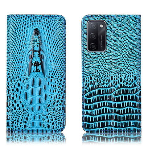 Funda de Cuero Cartera con Soporte Carcasa H03P para Oppo A55S 5G Azul Cielo