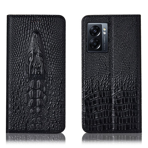 Funda de Cuero Cartera con Soporte Carcasa H03P para Oppo A77 5G Negro