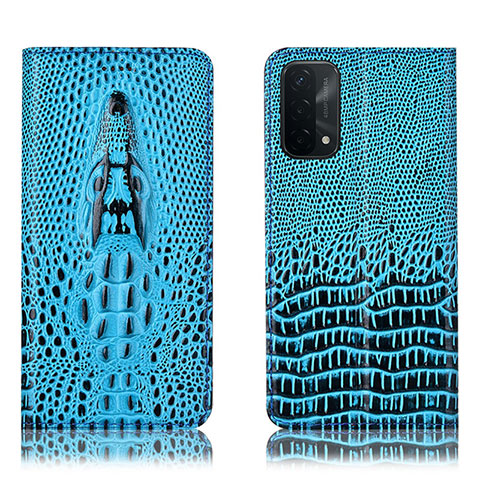 Funda de Cuero Cartera con Soporte Carcasa H03P para Oppo A93 5G Azul Cielo