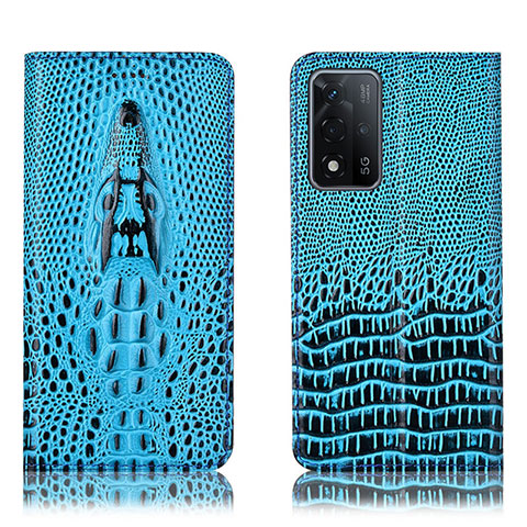 Funda de Cuero Cartera con Soporte Carcasa H03P para Oppo A93s 5G Azul Cielo