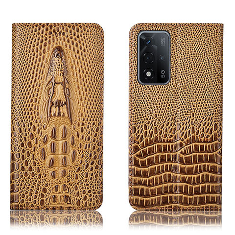 Funda de Cuero Cartera con Soporte Carcasa H03P para Oppo A93s 5G Marron